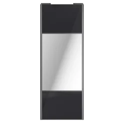 Porte de placard coulissante avec miroir noir profil gris GoodHome Arius H. 248,5 x L. 92.2 cm + amortisseurs