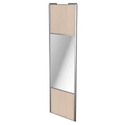 Porte de placard coulissante avec miroir effet chêne clair profil gris GoodHome Arius H. 248,5 x L. 77.2 cm + amortisseurs