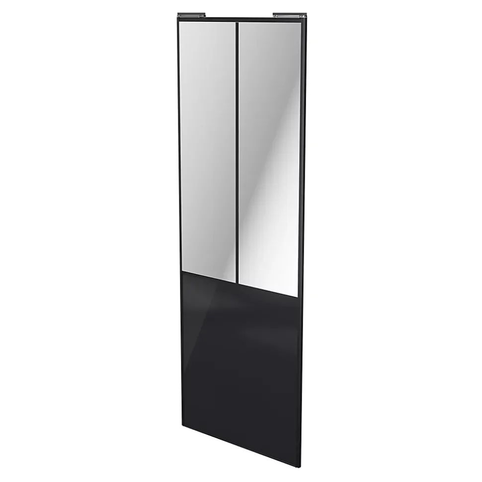 Porte de placard coulissante atelier noir profil noir GoodHome Arius H. 248,5 x L. 91.2 cm + amortisseurs