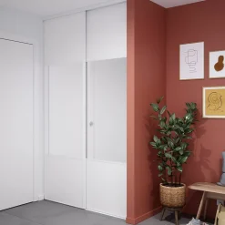 Porte de placard coulissante avec miroir blanc profil blanc GoodHome Arius H. 248,5 x L. 77.2 cm + amortisseurs