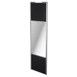 Porte de placard coulissante avec miroir noir mat profil gris GoodHome Arius H. 248,5 x L. 77.2 cm + amortisseurs