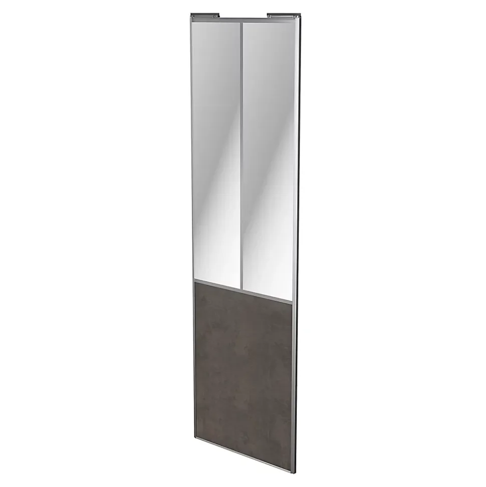 Porte de placard coulissante atelier gris antique profil gris GoodHome Arius H. 248,5 x L. 76.2 cm + amortisseurs