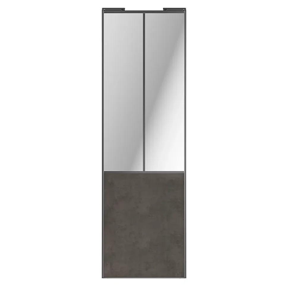 Porte de placard coulissante atelier gris antique profil gris GoodHome Arius H. 248,5 x L. 76.2 cm + amortisseurs
