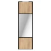 Porte de placard coulissante avec miroir effet chêne brut profil noir GoodHome Arius H. 248,5 x L. 77.2 cm + amortisseurs