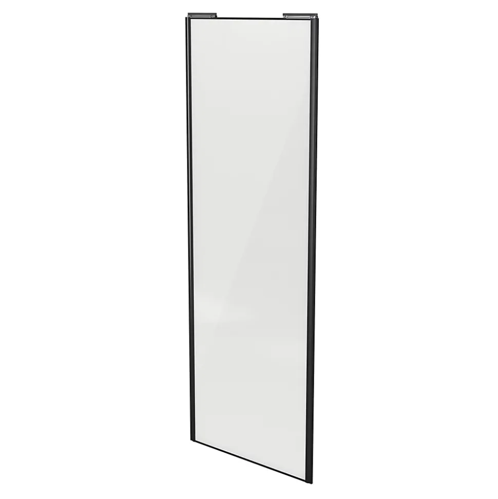 Porte de placard coulissante blanc brillant profil noir GoodHome Arius H. 248,5 x L. 92.2 cm + amortisseurs