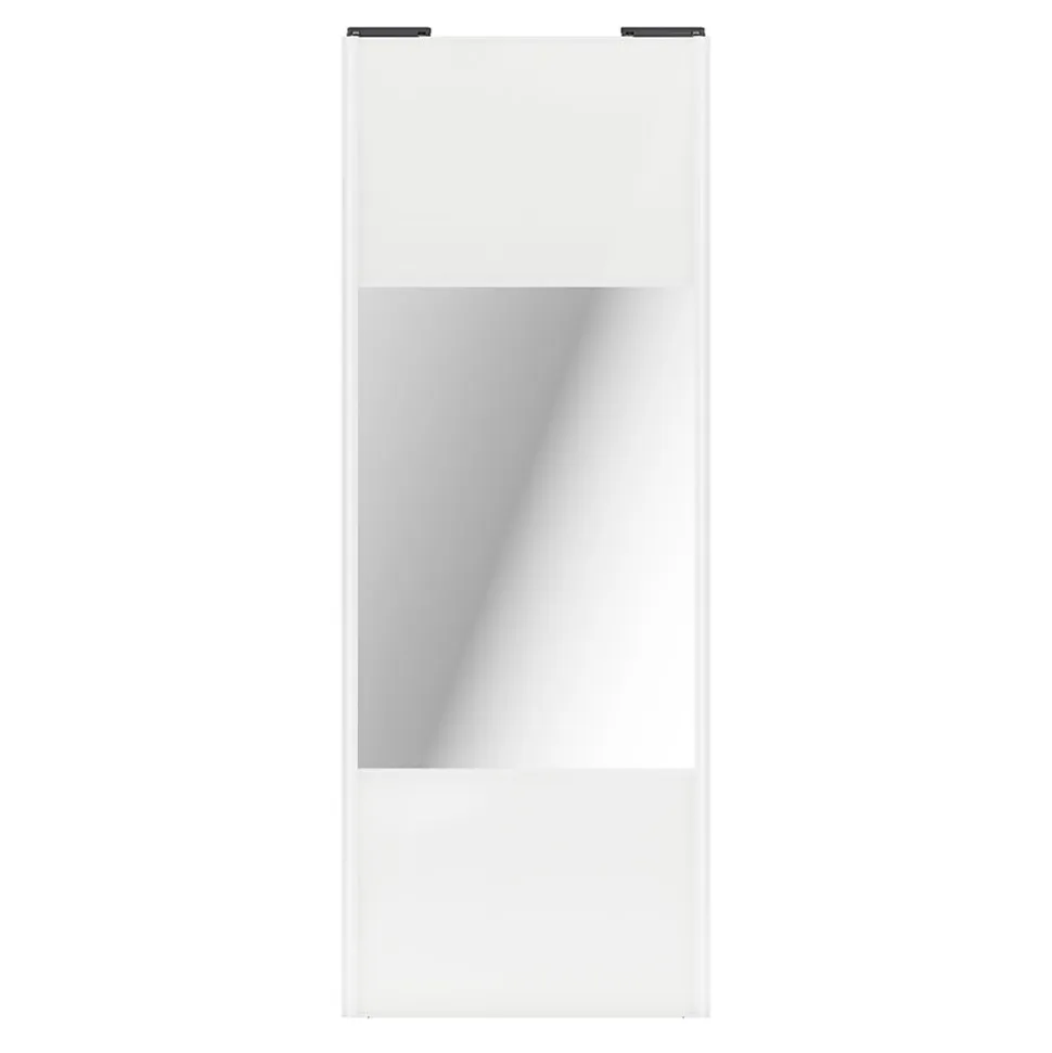 Porte de placard coulissante avec miroir blanc brillant profil blanc GoodHome Arius H. 248,5 x L. 92.2 cm + amortisseurs
