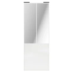 Porte de placard coulissante atelier blanc brillant profil blanc GoodHome Arius H. 248,5 x L. 91.2 cm + amortisseurs