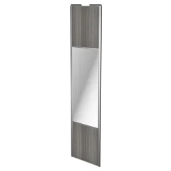 Porte de placard coulissante avec miroir effet chêne grisé profil gris GoodHome Arius H. 248,5 x L. 62.2 cm + amortisseurs
