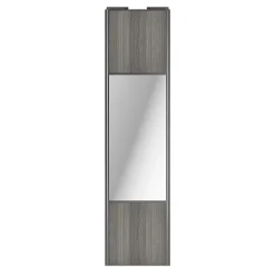Porte de placard coulissante avec miroir effet chêne grisé profil gris GoodHome Arius H. 248,5 x L. 62.2 cm + amortisseurs