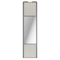 Porte de placard coulissante avec miroir gris clair mat profil gris GoodHome Arius H. 248,5 x L. 62.2 cm + amortisseurs