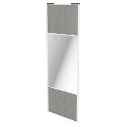 Porte de placard coulissante avec miroir béton profil blanc GoodHome Arius H. 248,5 x L. 92.2 cm + amortisseurs