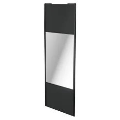 Porte de placard coulissante avec miroir anthracite profil noir GoodHome Arius H. 248,5 x L. 92.2 cm + amortisseurs