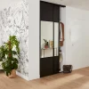Porte de placard coulissante avec miroir noir mat profil noir GoodHome Arius H. 248,5 x L. 62.2 cm + amortisseurs