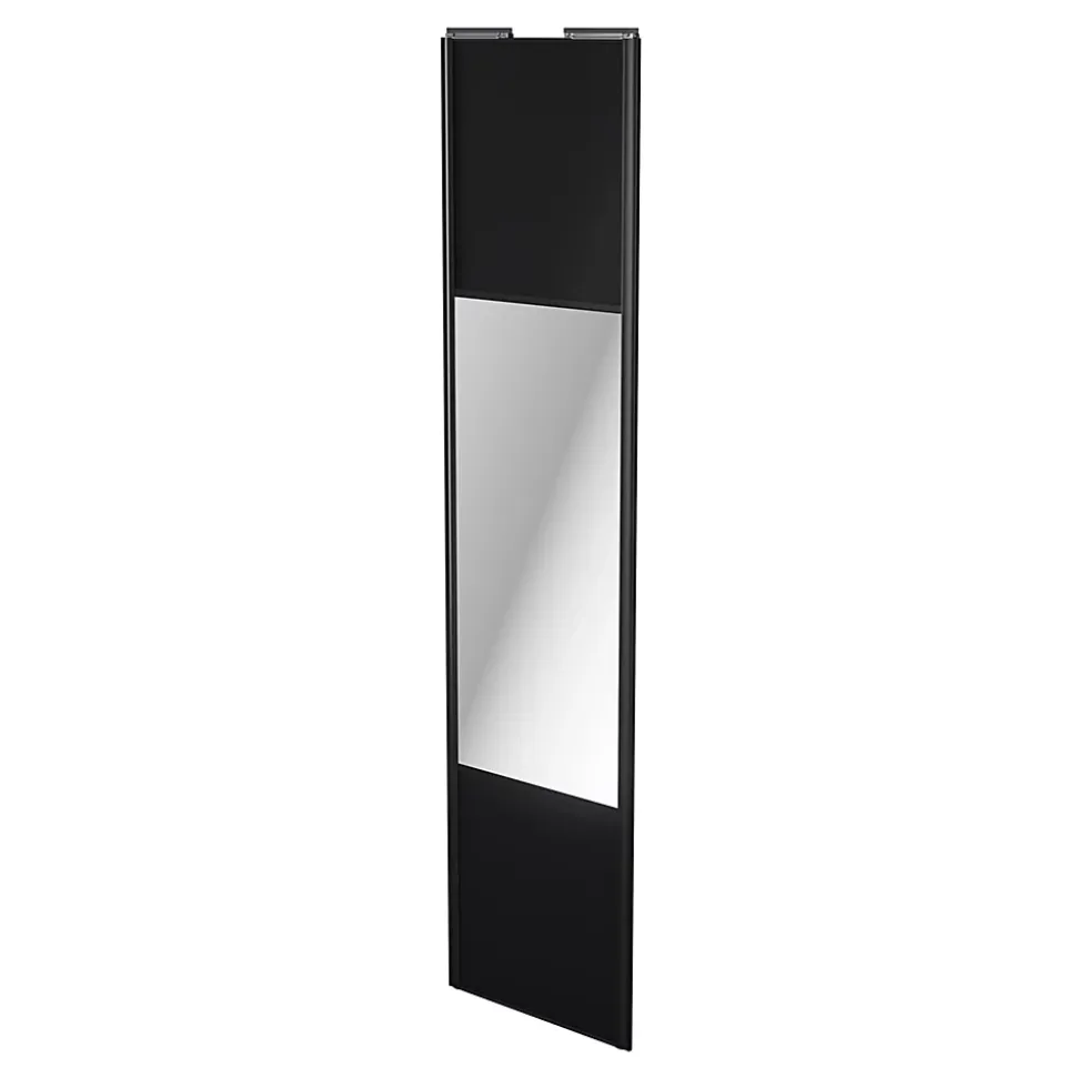 Porte de placard coulissante avec miroir noir mat profil noir GoodHome Arius H. 248,5 x L. 62.2 cm + amortisseurs