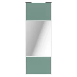 Porte de placard coulissante avec miroir vert de gris profil blanc GoodHome Arius H. 248,5 x L. 92.2 cm + amortisseurs