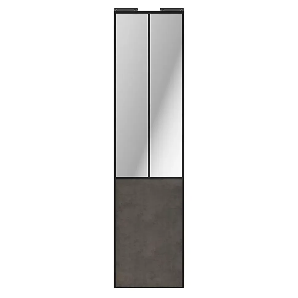 Porte de placard coulissante atelier gris antique profil noir GoodHome Arius H. 248,5 x L. 61.2 cm + amortisseurs