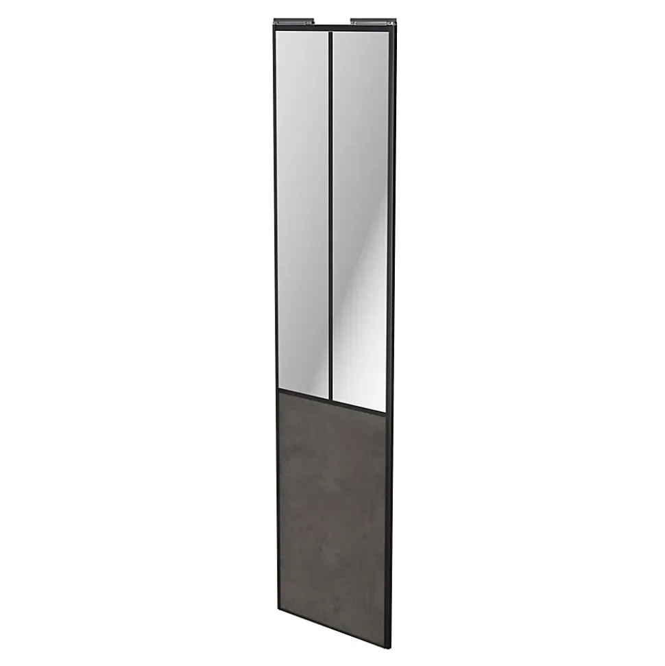 Porte de placard coulissante atelier gris antique profil noir GoodHome Arius H. 248,5 x L. 61.2 cm + amortisseurs
