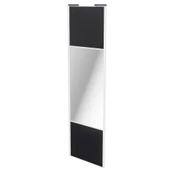 Porte de placard coulissante avec miroir noir profil blanc GoodHome Arius H. 248,5 x L. 77.2 cm + amortisseurs