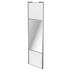 Porte de placard coulissante avec miroir blanc profil gris GoodHome Arius H. 248,5 x L. 77.2 cm + amortisseurs