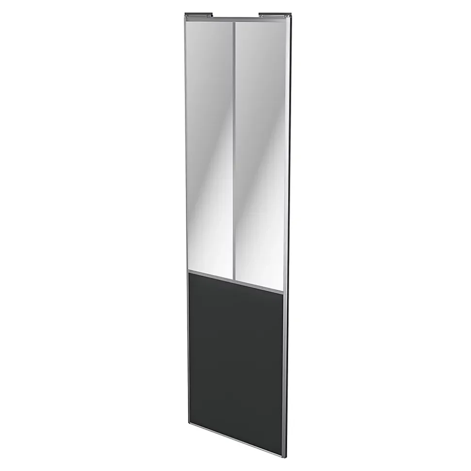 Porte de placard coulissante atelier gris foncé mat profil gris GoodHome Arius H. 248,5 x L. 76.2 cm + amortisseurs