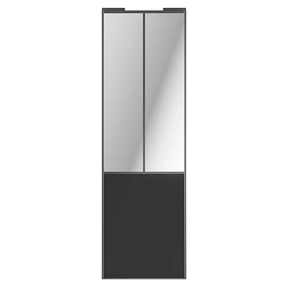 Porte de placard coulissante atelier gris foncé mat profil gris GoodHome Arius H. 248,5 x L. 76.2 cm + amortisseurs