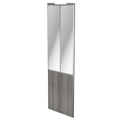 Porte de placard coulissante atelier effet chêne grisé profil gris GoodHome Arius H. 248,5 x L. 76.2 cm + amortisseurs