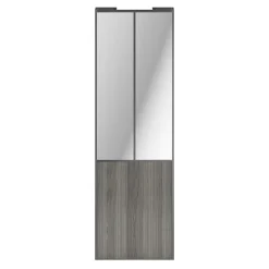 Porte de placard coulissante atelier effet chêne grisé profil gris GoodHome Arius H. 248,5 x L. 76.2 cm + amortisseurs
