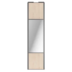 Porte de placard coulissante avec miroir effet chêne clair profil gris GoodHome Arius H. 248,5 x L. 62.2 cm + amortisseurs