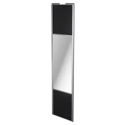 Porte de placard coulissante avec miroir noir mat profil gris GoodHome Arius H. 248,5 x L. 62.2 cm + amortisseurs