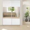 Porte de placard coulissante avec miroir vendue par 2 Optimum blanc veiné H. 250 x L. 150 cm