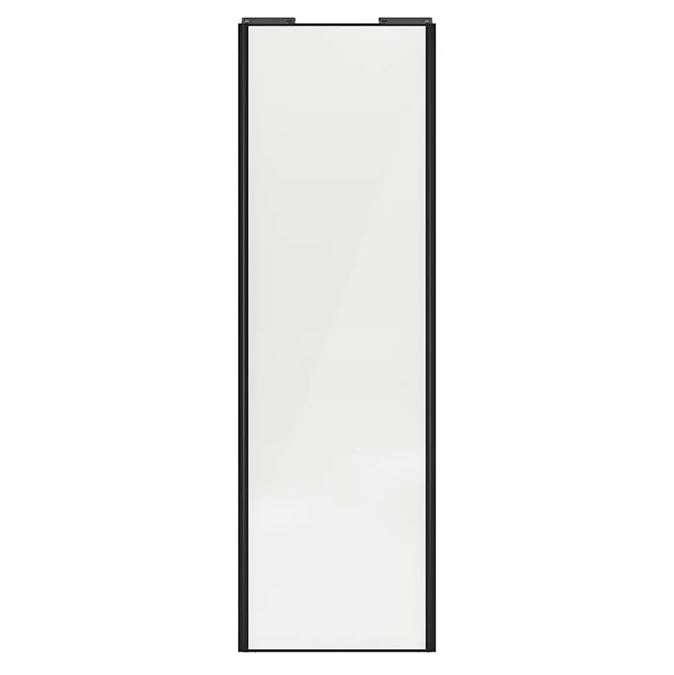 Porte de placard coulissante blanc brillant profil noir GoodHome Arius H. 248,5 x L. 77.2 cm + amortisseurs