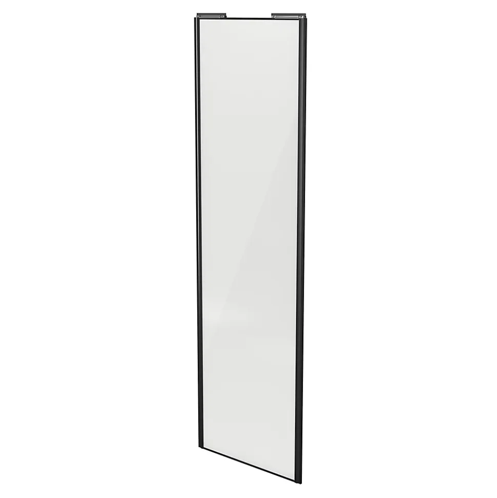 Porte de placard coulissante blanc brillant profil noir GoodHome Arius H. 248,5 x L. 77.2 cm + amortisseurs