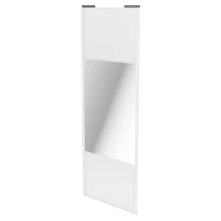 Porte de placard coulissante avec miroir blanc profil blanc GoodHome Arius H. 248,5 x L. 92.2 cm + amortisseurs