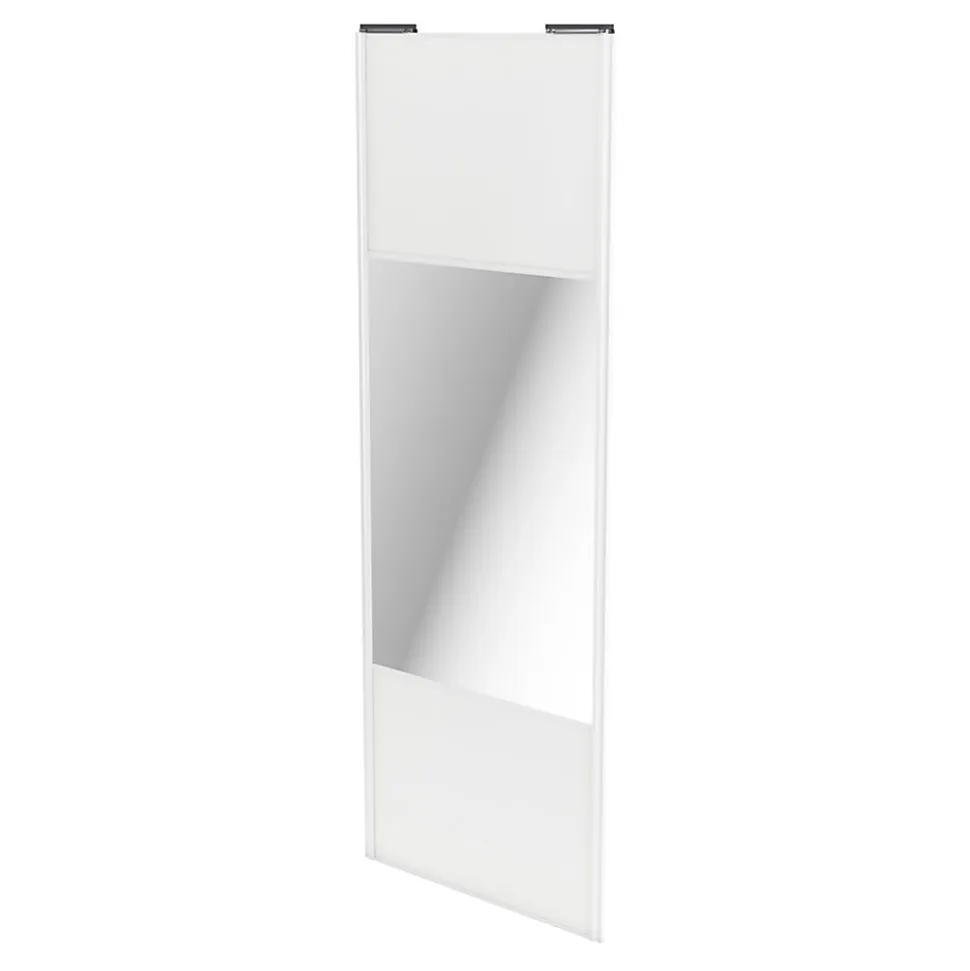 Porte de placard coulissante avec miroir blanc profil blanc GoodHome Arius H. 248,5 x L. 92.2 cm + amortisseurs