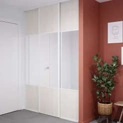 Porte de placard coulissante avec miroir bois nordique profil blanc GoodHome Arius H. 248,5 x L. 62.2 cm + amortisseurs