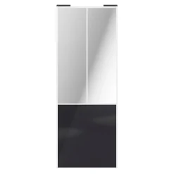 Porte de placard coulissante atelier noir profil blanc GoodHome Arius H. 248,5 x L. 91.2 cm + amortisseurs