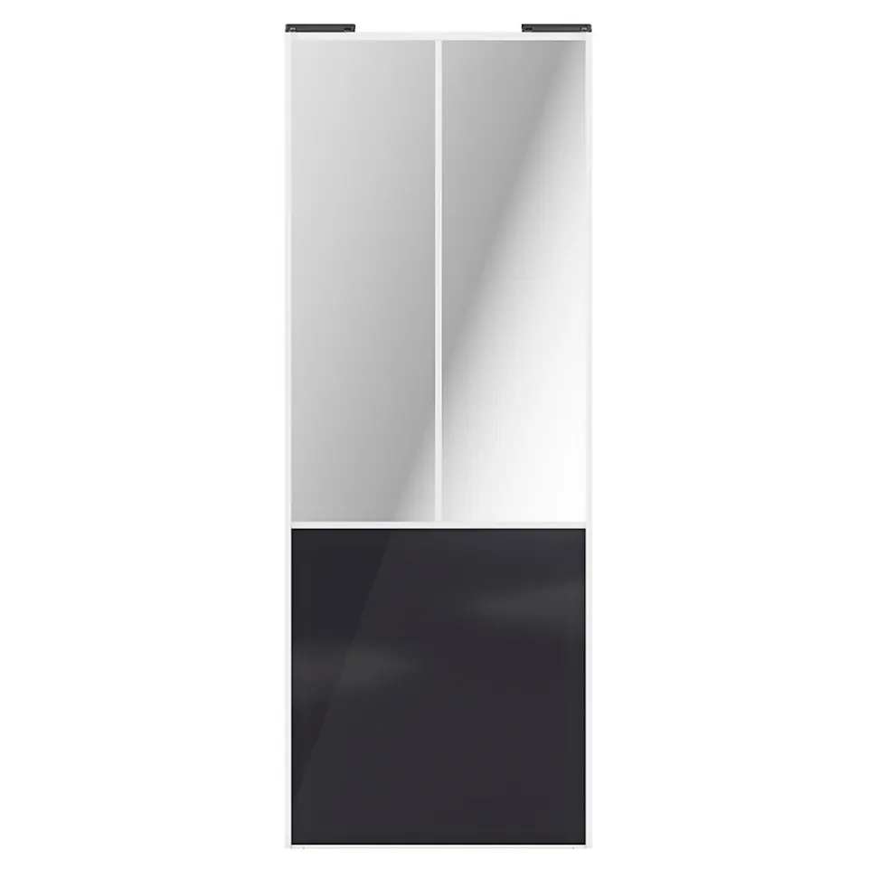 Porte de placard coulissante atelier noir profil blanc GoodHome Arius H. 248,5 x L. 91.2 cm + amortisseurs