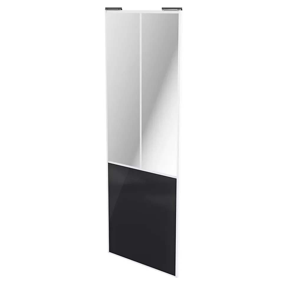 Porte de placard coulissante atelier noir profil blanc GoodHome Arius H. 248,5 x L. 91.2 cm + amortisseurs