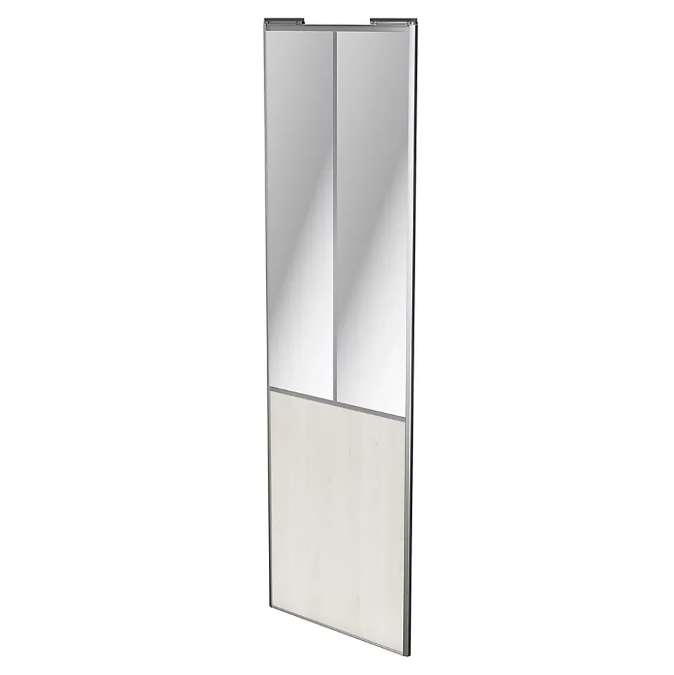 Porte de placard coulissante atelier bois nordique profil gris GoodHome Arius H. 248,5 x L. 76.2 cm + amortisseurs