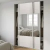 Porte de placard coulissante avec miroir bois nordique profil blanc GoodHome Arius H. 248,5 x L. 92.2 cm + amortisseurs