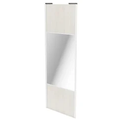 Porte de placard coulissante avec miroir bois nordique profil blanc GoodHome Arius H. 248,5 x L. 92.2 cm + amortisseurs