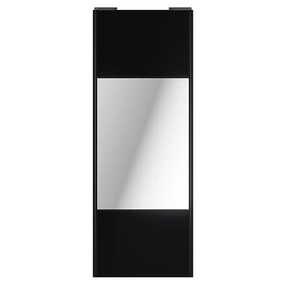 Porte de placard coulissante avec miroir noir mat profil noir GoodHome Arius H. 248,5 x L. 92.2 cm + amortisseurs