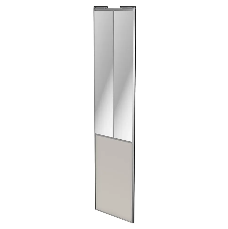 Porte de placard coulissante atelier gris clair mat profil gris GoodHome Arius H. 248,5 x L. 61.2 cm + amortisseurs