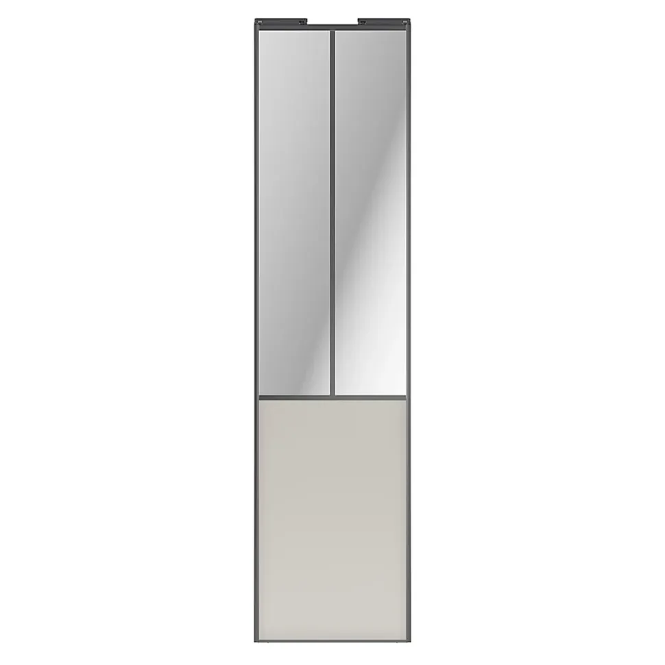 Porte de placard coulissante atelier gris clair mat profil gris GoodHome Arius H. 248,5 x L. 61.2 cm + amortisseurs