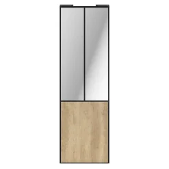 Porte de placard coulissante atelier effet chêne brut profil noir GoodHome Arius H. 248,5 x L. 76.2 cm + amortisseurs