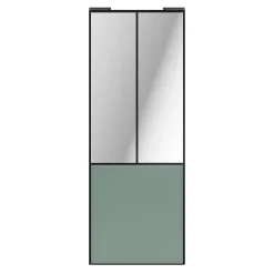 Porte de placard coulissante atelier vert de gris profil noir GoodHome Arius H. 248,5 x L. 91.2 cm + amortisseurs