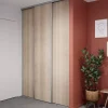 Porte de placard coulissante effet chêne clair profil gris GoodHome Arius H. 248,5 x L. 62.2 cm + amortisseurs