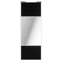 Porte de placard coulissante avec miroir noir mat profil blanc GoodHome Arius H. 248,5 x L. 92.2 cm + amortisseurs