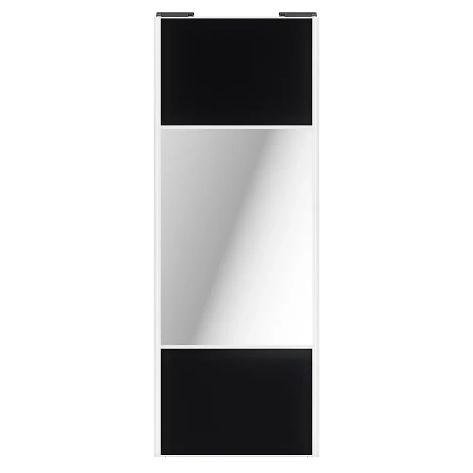 Porte de placard coulissante avec miroir noir mat profil blanc GoodHome Arius H. 248,5 x L. 92.2 cm + amortisseurs