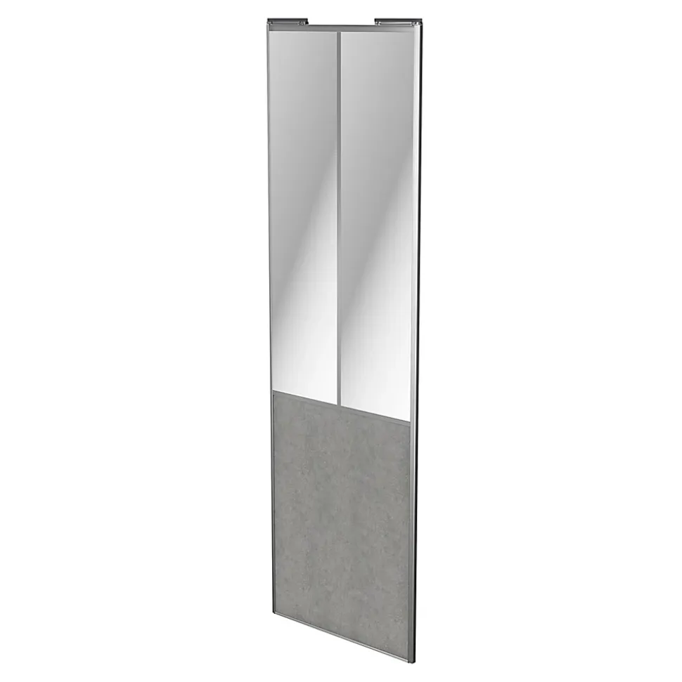 Porte de placard coulissante atelier béton profil gris GoodHome Arius H. 248,5 x L. 76.2 cm + amortisseurs